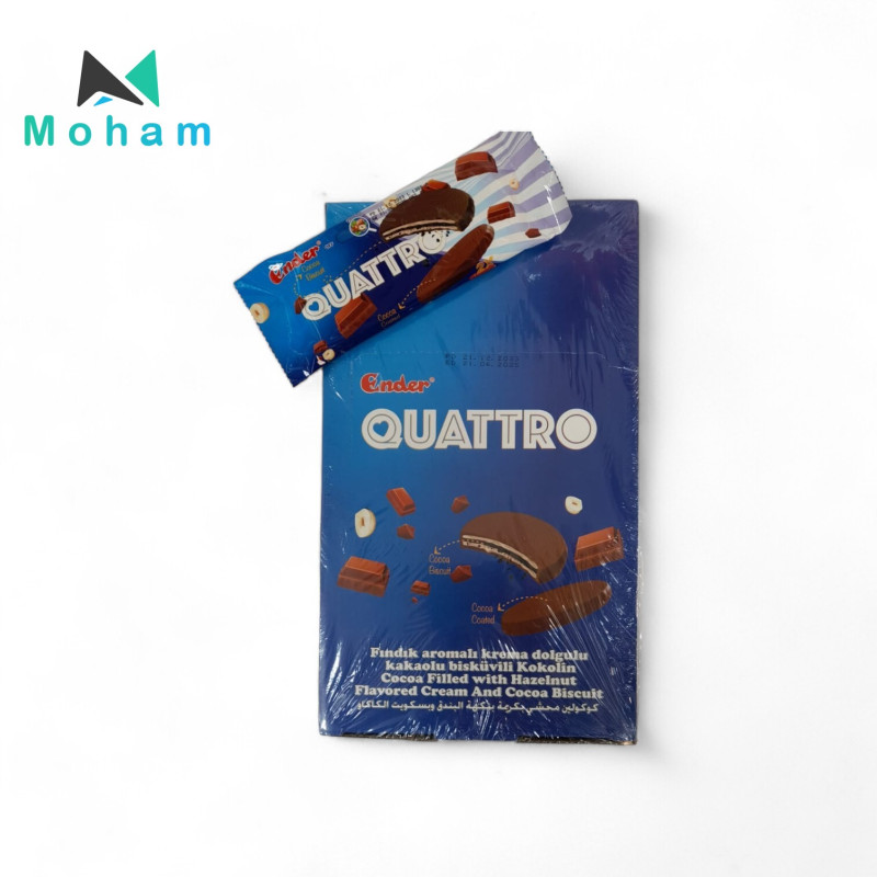 Quattro Cocoa Filled Biscuit with Lemon Flavored Cream 24pcs. 42 grams