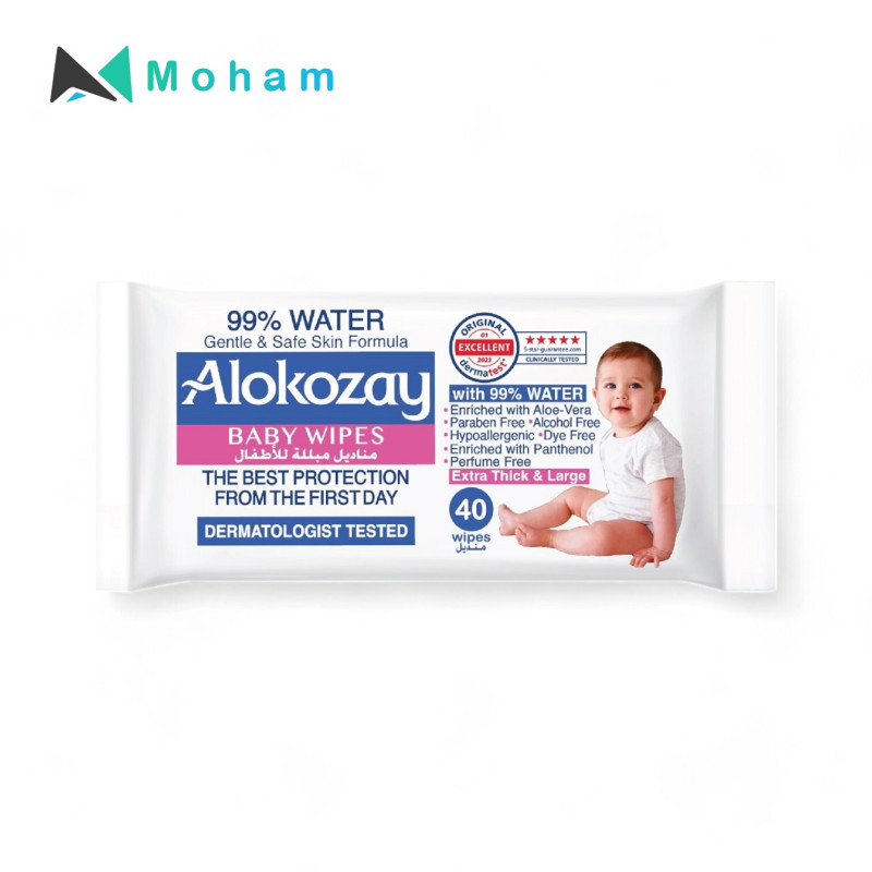 Alokozay 99% Water Wipes - 40 Sheets