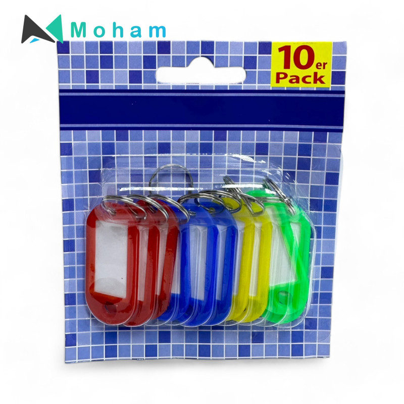 Set of 10 Colorful Key Tags with Labels
