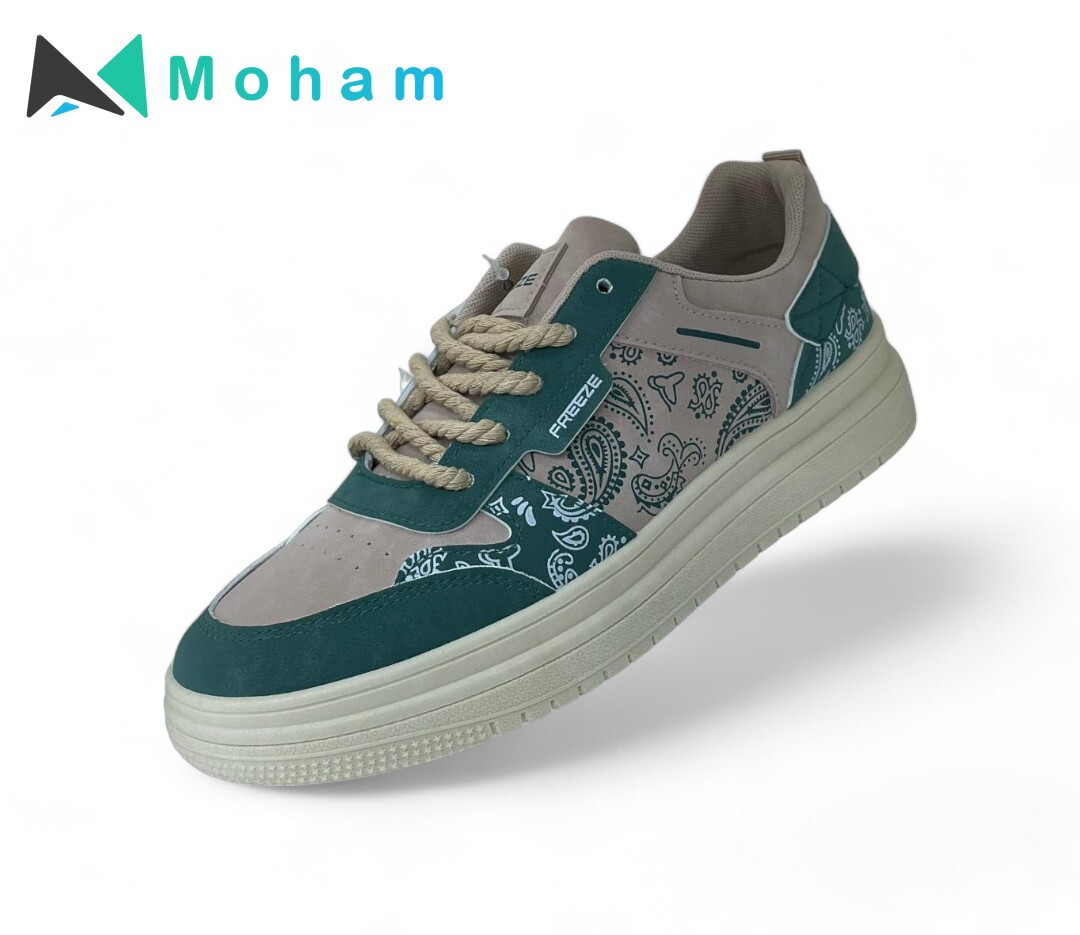 SPIC Freeze Men's Beige/Green Paisley High-Top Sneakers
