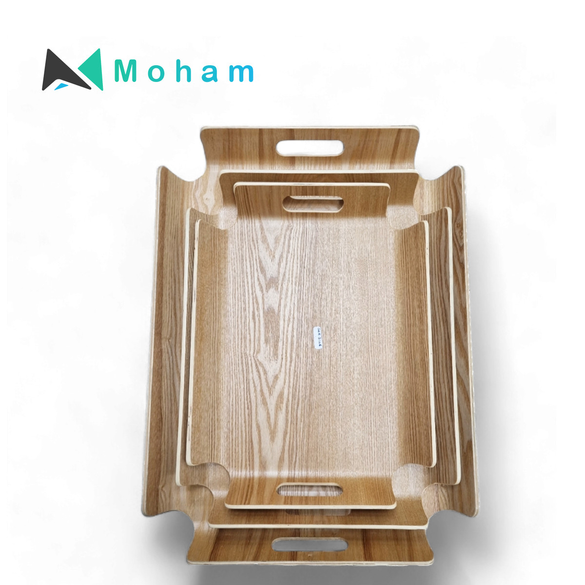 Bamboo Curved Wood Tray Set
